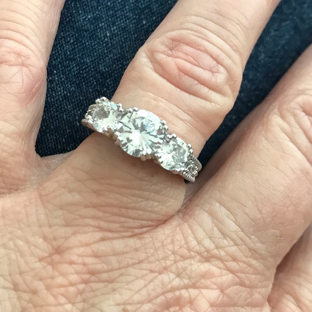 Three Stone luxury CZ engagement/wedding ring.